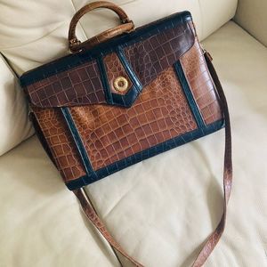 Laptop Bag Faux Croc Business Brown Handbag 16.5” x 16”